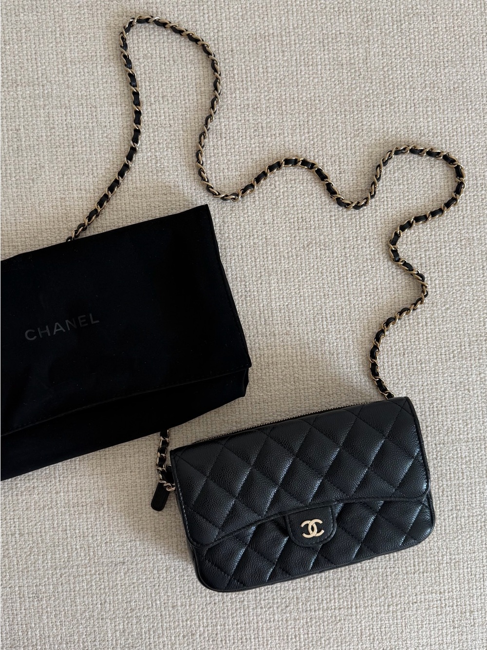 CHANEL Classic Flap Phone Holder with Chain Quilted Caviar - Picture 3 of 16